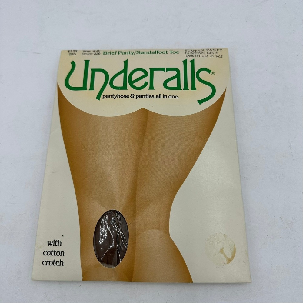 Vintage 1988 Underalls Pantyhose & Panties All In One Suntan Size AB Style 320